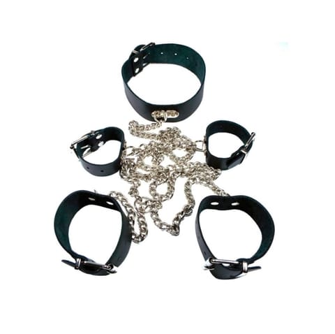 Collar Inmovilizador de cuero con esposas y tobilleras (Cuero)
